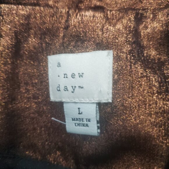 A New Day Bronze Metallic Single Breasted Lightweight Lined Blazer  sz Large - Picture 7 of 8